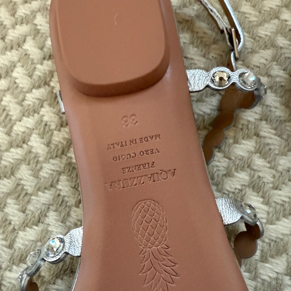 Aquazzura Tequila Silver Embellished Sandals - Picture 5 of 7